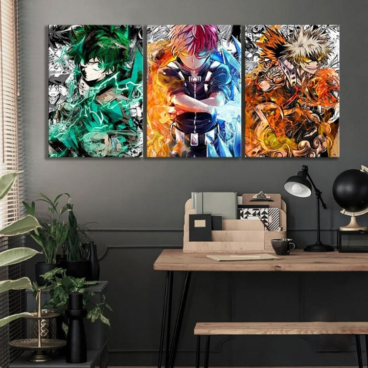My Hero Academia Anime - 3-delige Canvas Wandkunst Modulaire Afbeeldingen Poster