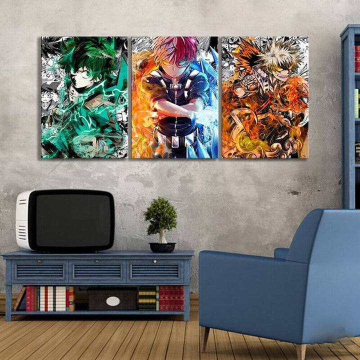 My Hero Academia Anime - 3-delige Canvas Wandkunst Modulaire Afbeeldingen Poster