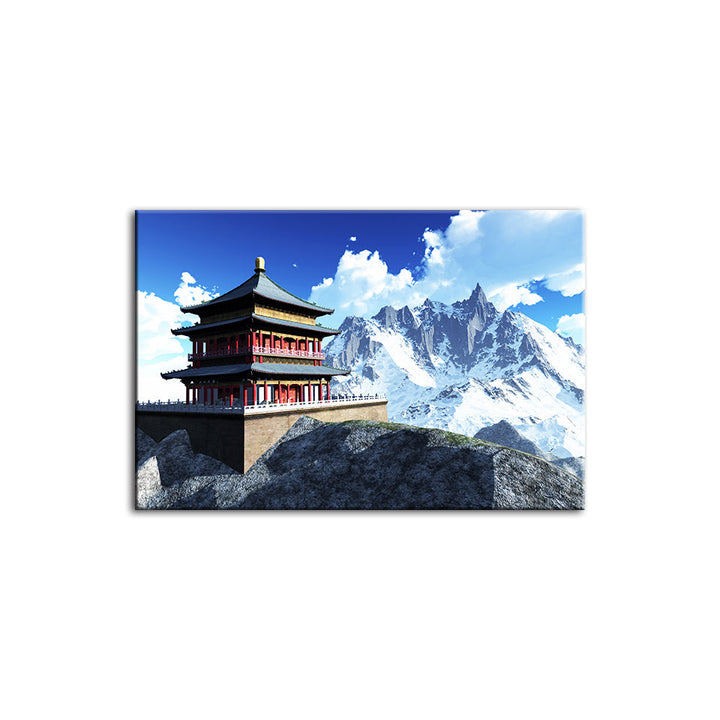 Tempel In Den Bergen - Canvas Wandkunst Schilderij